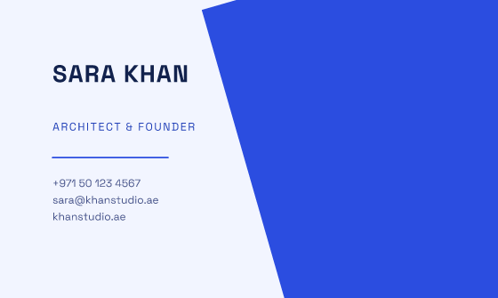 Asymmetric business card design, Cobalt Asymmetric