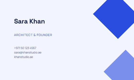 Facet business card design, Cobalt Facet
