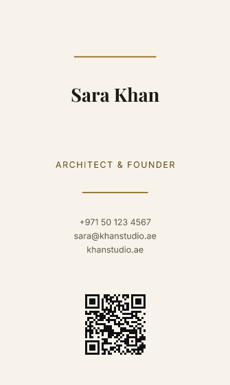 Upright business card design, Ivory & Gold Upright