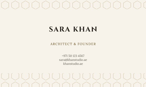 Lattice business card design, Ivory & Gold Lattice
