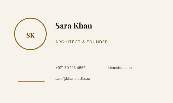 Two Column business card design, Ivory & Gold Two Column