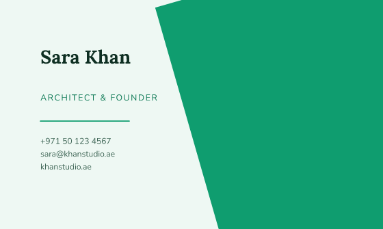 Asymmetric business card design, Jade Asymmetric