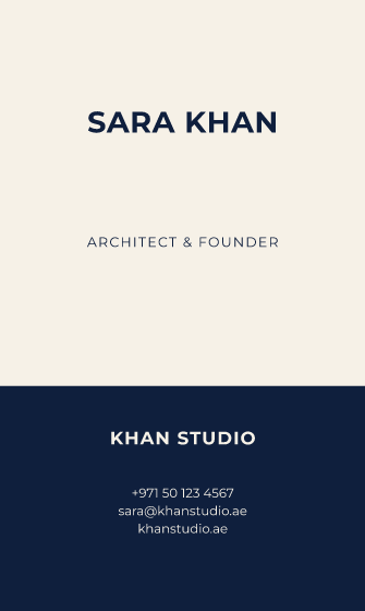 Standing business card design, Navy & Sand Standing