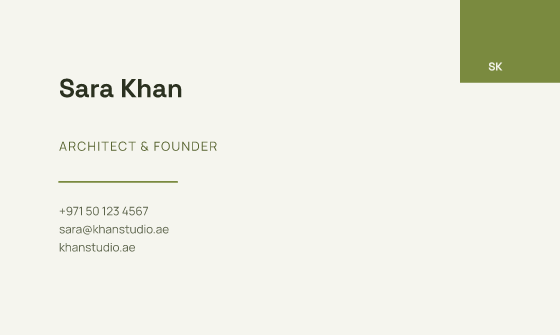 Tab business card design, Olive Tab