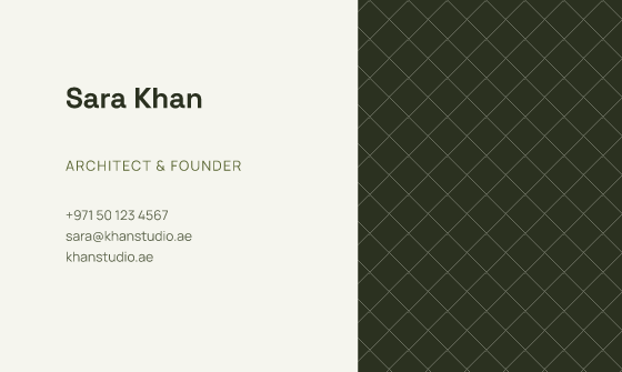 Field business card design, Olive Field