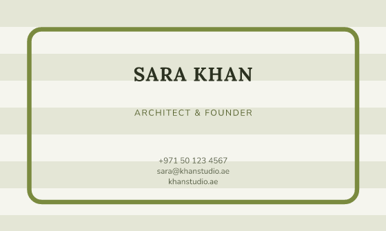 Sunburst business card design, Olive Sunburst