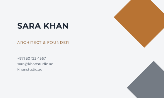 Facet business card design, Slate & Copper Facet