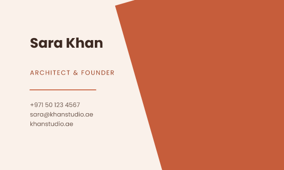 Asymmetric business card design, Terracotta Asymmetric