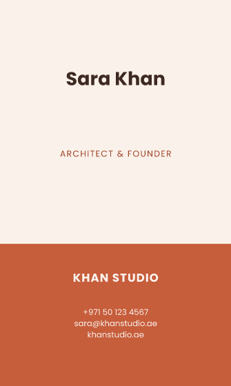 Standing business card design, Terracotta Standing